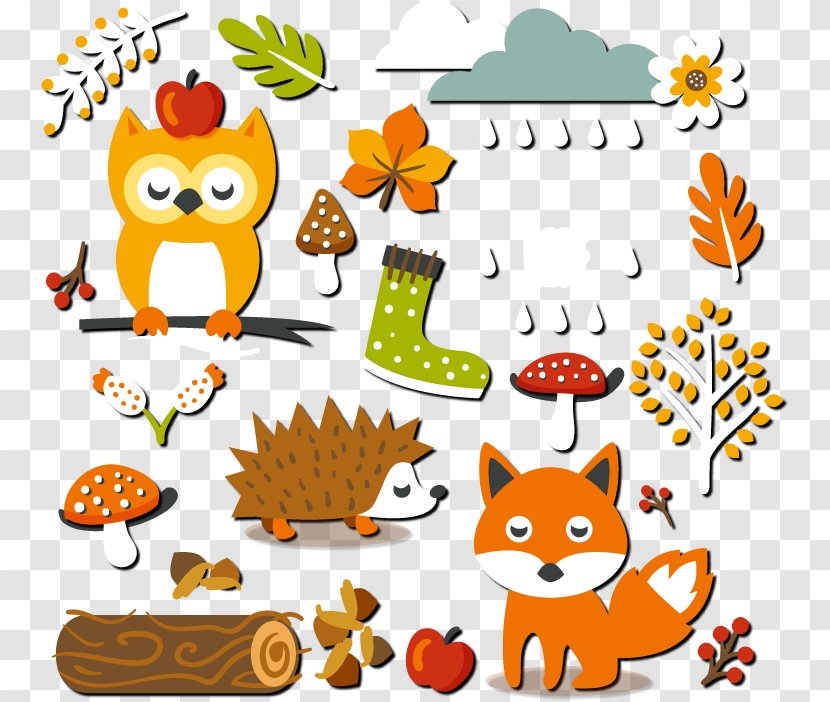 Fall Forest Elements Stickers Vector - Drawing - Produce Transparent PNG