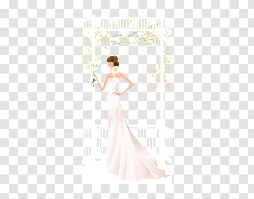 Wedding Dress Bride Petal Gown - Cartoon Transparent PNG