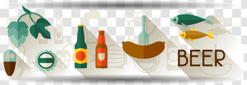 Beer Web Banner Illustration - Flat Design - Creative Vector Transparent PNG
