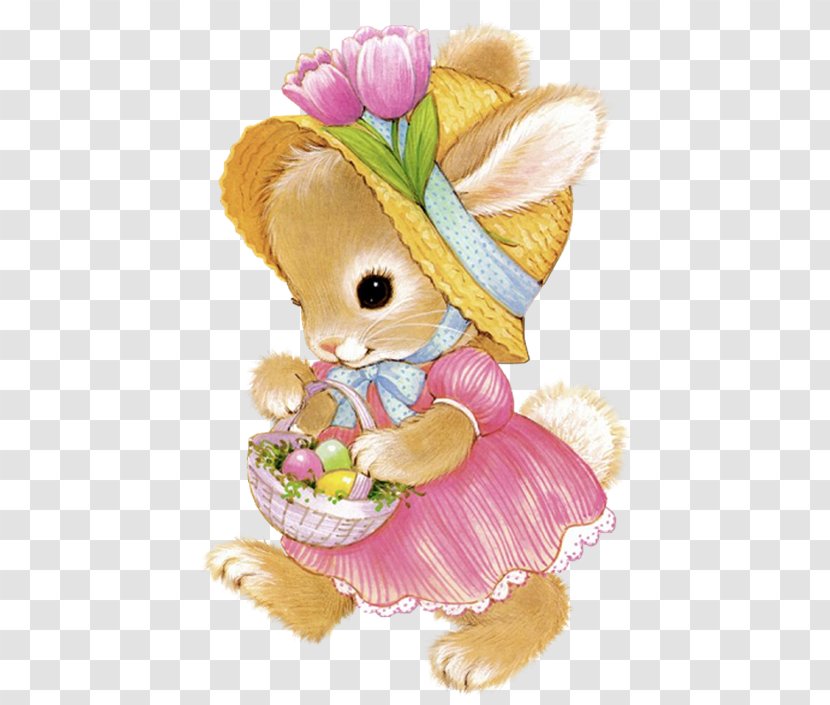 Easter Bunny Rabbit Clip Art - Floral Design - Cute Cliparts Transparent PNG