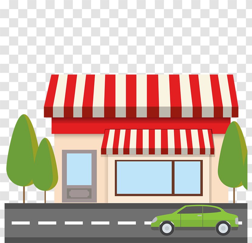 Euclidean Vector - Facade - Flat Red Shop With Road Transparent PNG