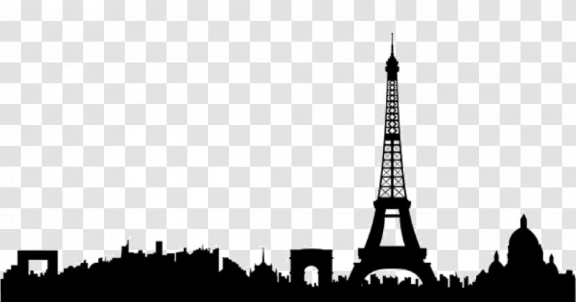 Eiffel Tower Arc De Triomphe Wall Decal Skyline Silhouette - Monochrome Photography Transparent PNG