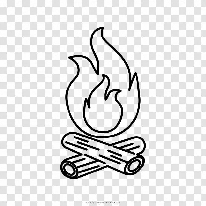 Black And White Drawing Bonfire Coloring Book Clip Art - Plant - Campfire Transparent PNG