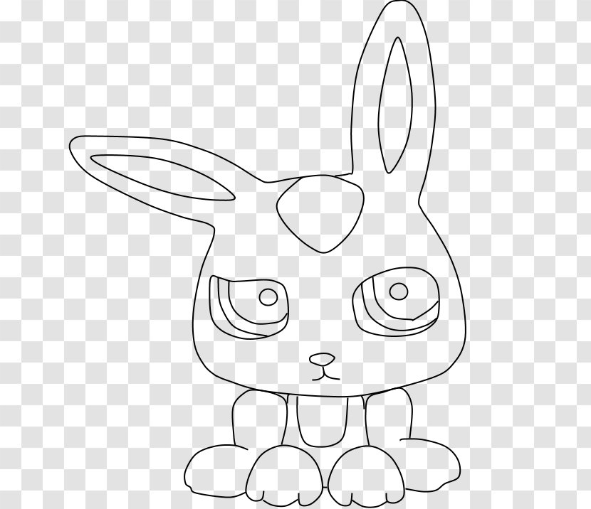 Domestic Rabbit Hare Easter Bunny Clip Art - Black And White Transparent PNG