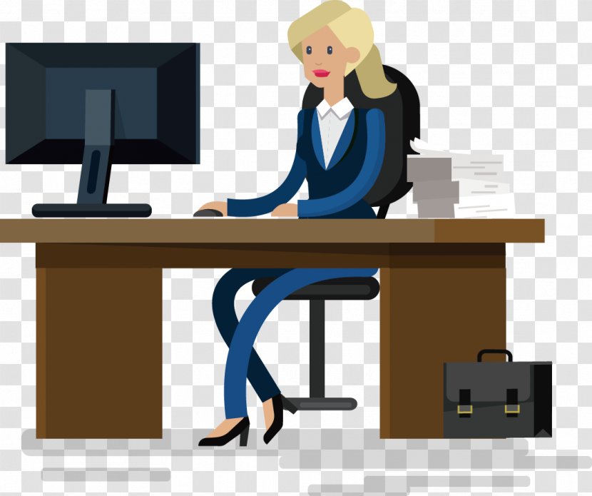 Office Desk Businessperson Cdr - Business Man Transparent PNG