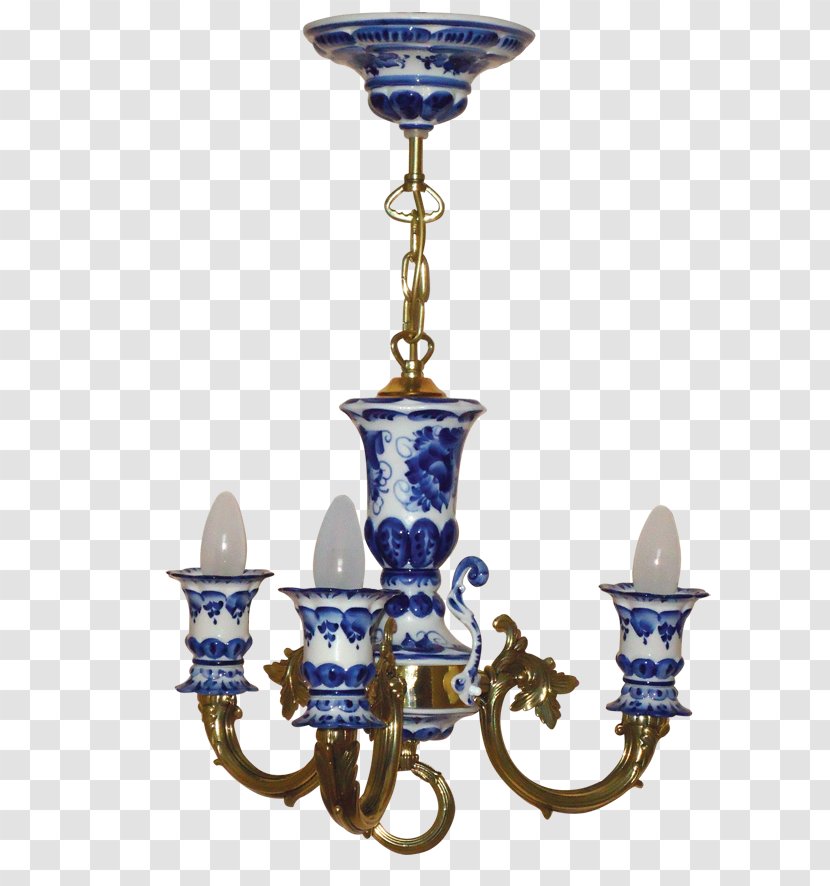 Cobalt Blue Chandelier Ceiling Light Fixture - Gzhel Transparent PNG