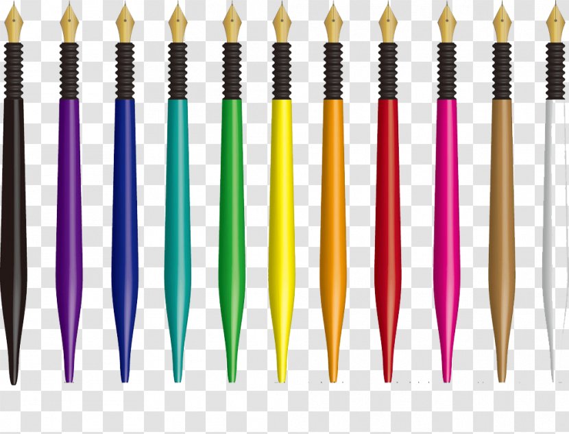 School Supplies Drawing - A Row Of Colorful Pen Creative Transparent PNG