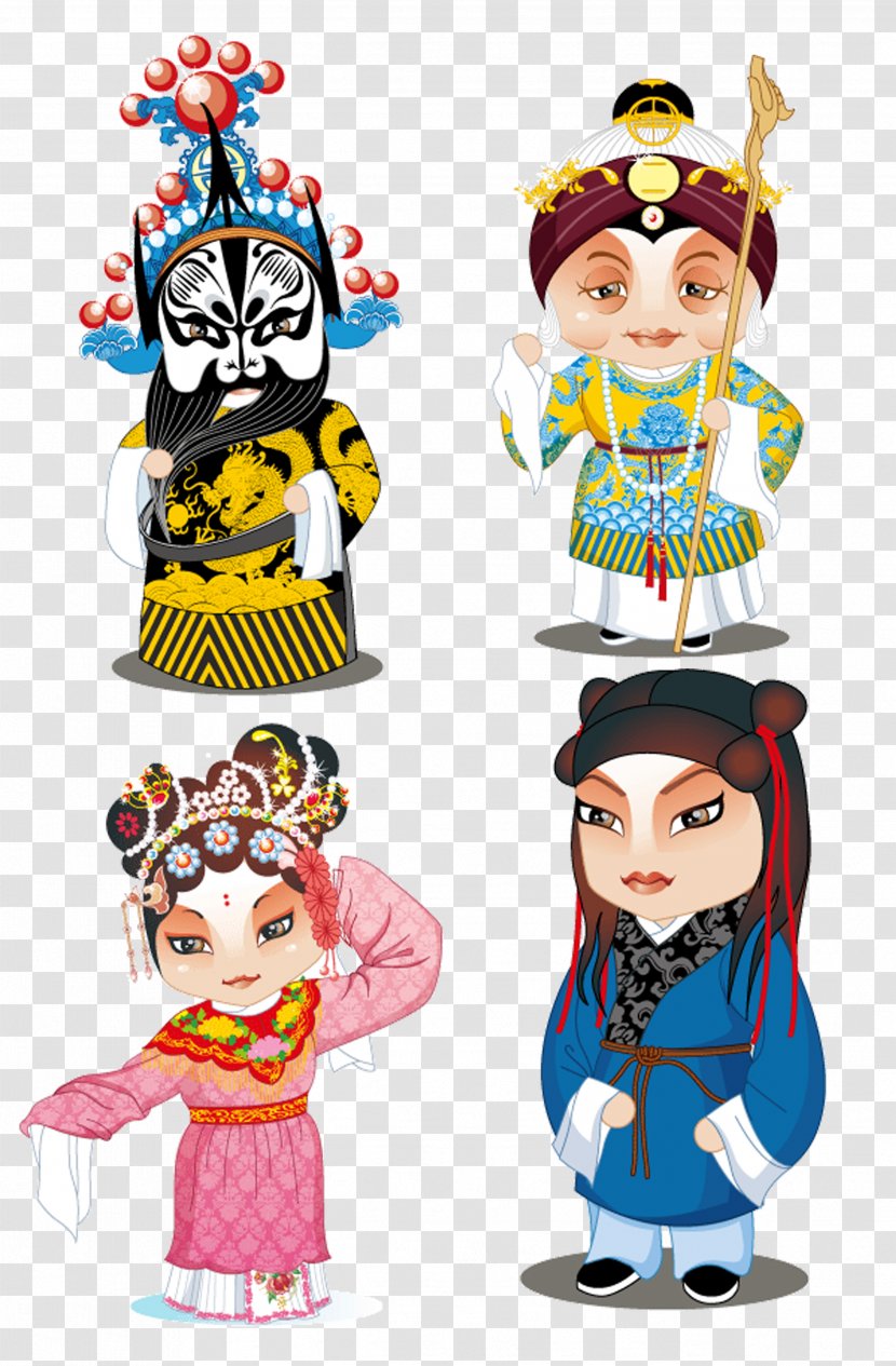 Peking Opera Chinese Cartoon - Headgear - Actress Transparent PNG