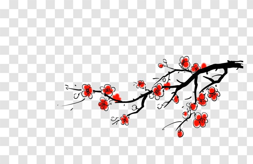 China Chinese Painting Art - Red - Ink Plum Transparent PNG