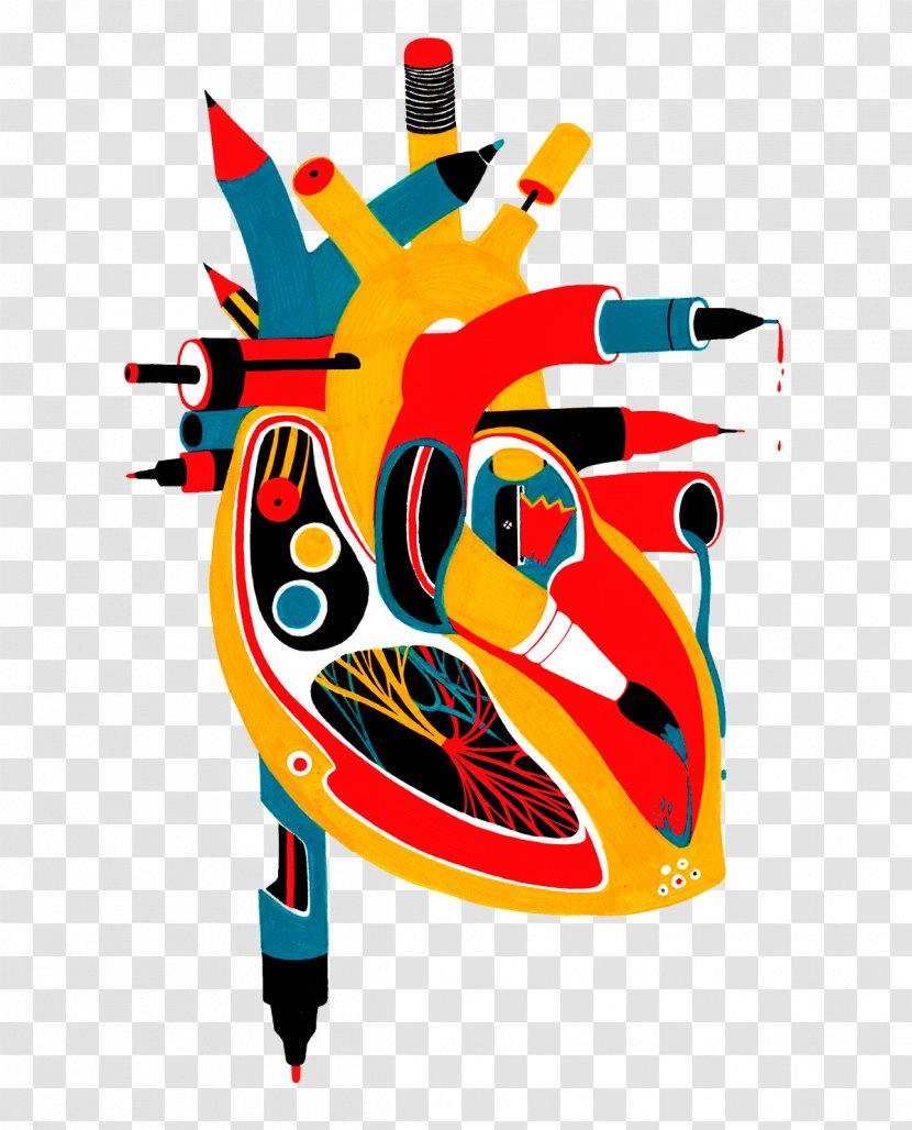 Age Of Enlightenment Drawing Workshop Illustration - Pen Studded With Hand-painted Heart Transparent PNG