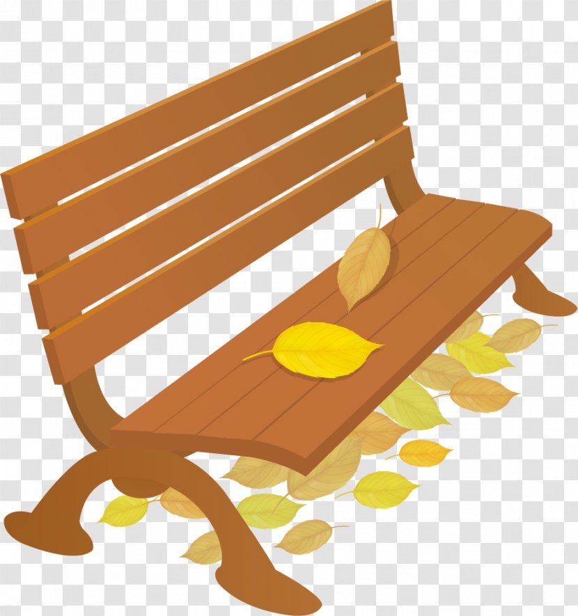 Cartoon Park Bench Illustration - Yellow - Decorative Transparent PNG