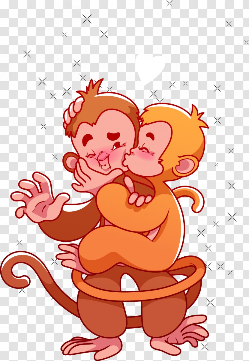 Monkey Valentines Day Cartoon Clip Art - Silhouette - Vector Illustration Intimate Calendars Transparent PNG