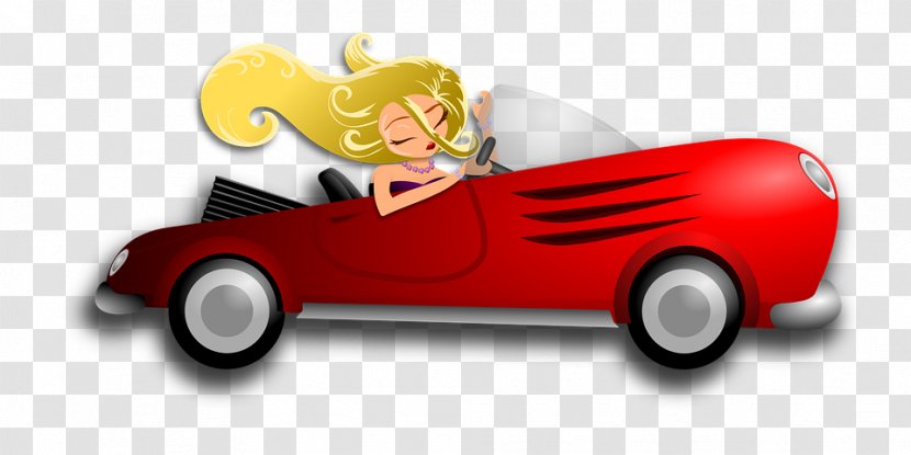 Sports Car Woman Driving Clip Art - Motor Vehicle - A Stylish Transparent PNG