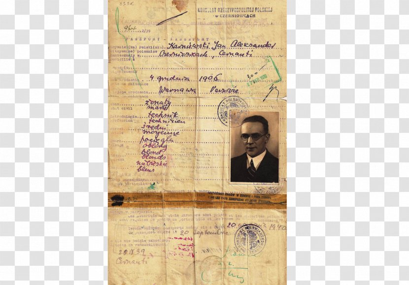 Second World War Document Fake Passport Polish - Counterfeit Transparent PNG