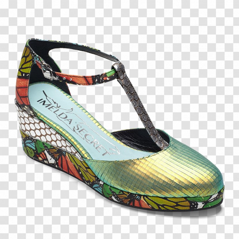 Wedge Sandal High-heeled Shoe Leather - Yellow - Green Shoes Transparent PNG
