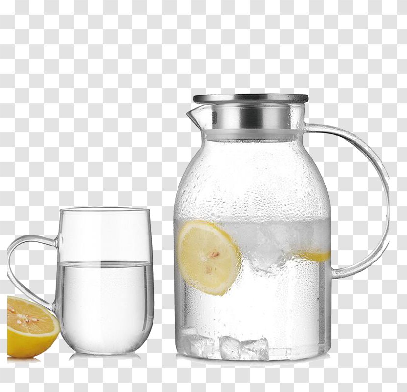 Jug Borosilicate Glass Kettle Water Bottle - Serveware - Lemon Water-cooled Transparent PNG