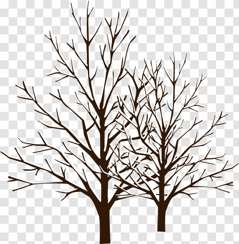Snow Winter Tree - Line Art - Trees Transparent PNG