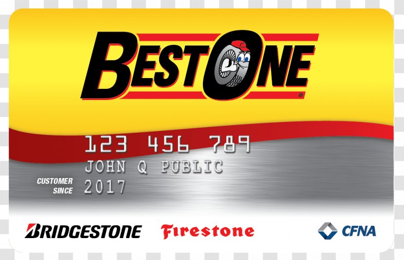 Best-One Tire & Services Credit First National Association Motor Vehicle Tires Firestone And Rubber Company Card - Bridgestone - Advertising Transparent PNG