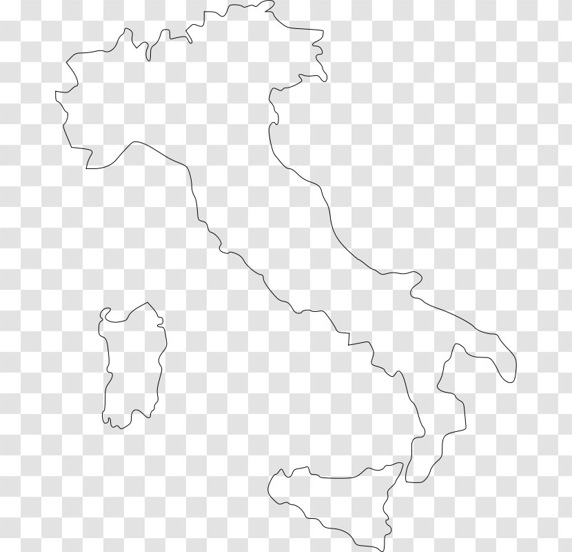 Flag Of Italy Map Clip Art - Black And White - Clipart Transparent PNG