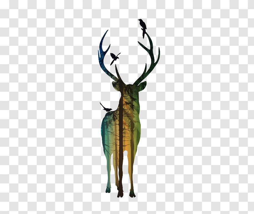Red Deer Silhouette Antler Poster Transparent PNG