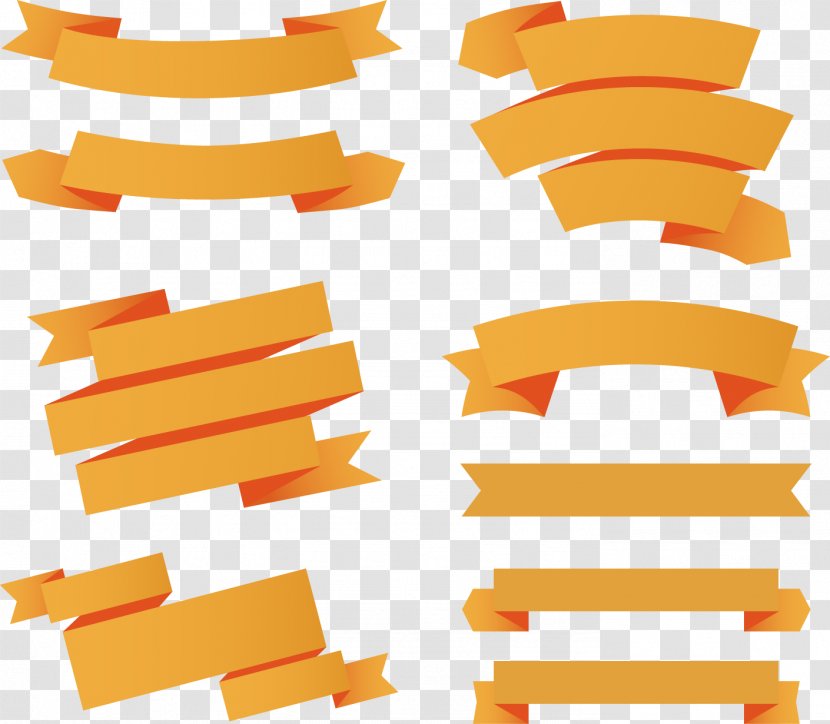 Paper Ribbon Web Banner Euclidean Vector - Clip Art - 9 Orange Material Transparent PNG