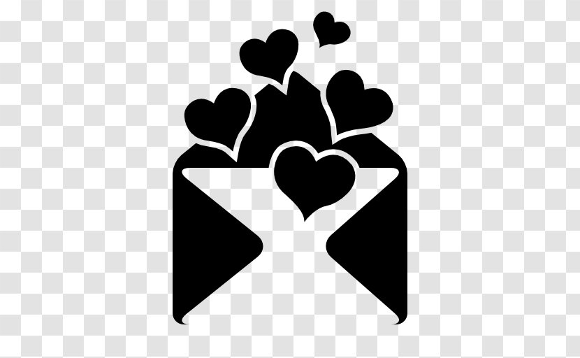 Heart Love Letter Clip Art - Black And White Transparent PNG