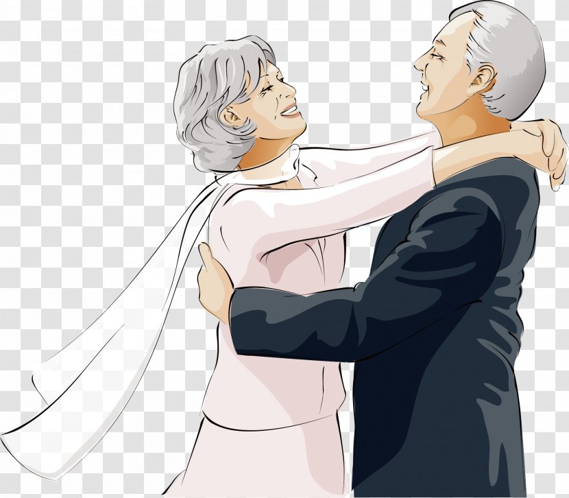 Old Age Child Happiness - Cartoon - Hug The Couple Transparent PNG