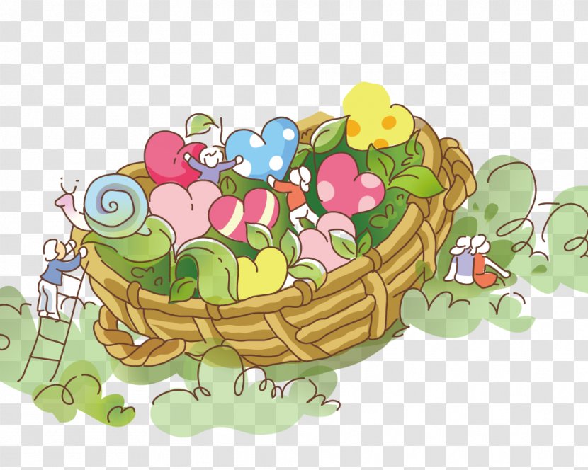 Green Illustration - Designer - A Basket Of Grass And Love Transparent PNG