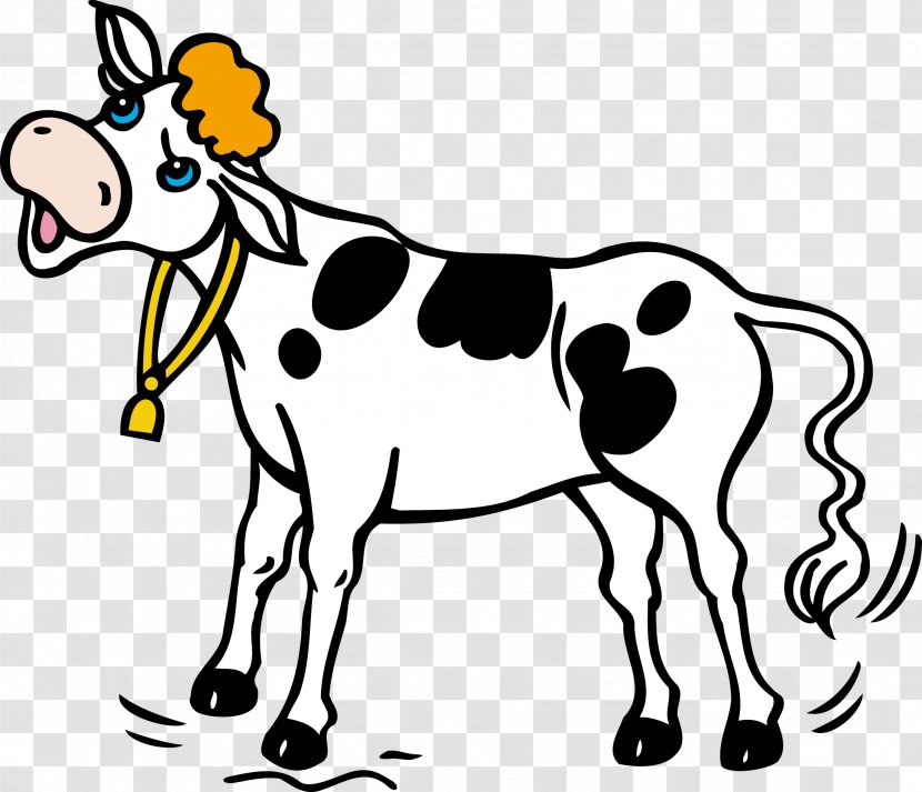 Guernsey Cattle Drawing Cartoon Clip Art - Horse Like Mammal - Cow Vector Transparent PNG