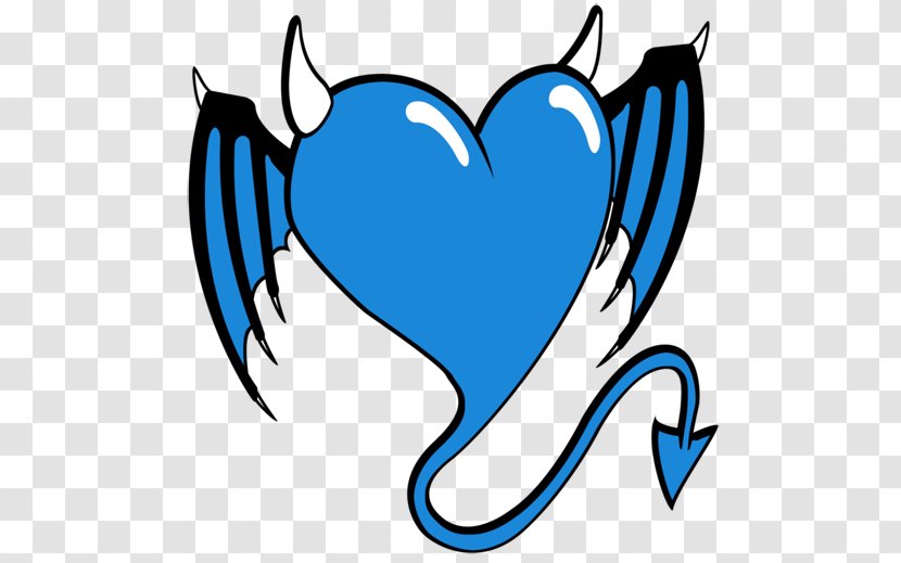 Devil Heart Sign Of The Horns Satan - Silhouette - Blue,Heart-shaped,little Devil,Hand Painted Transparent PNG