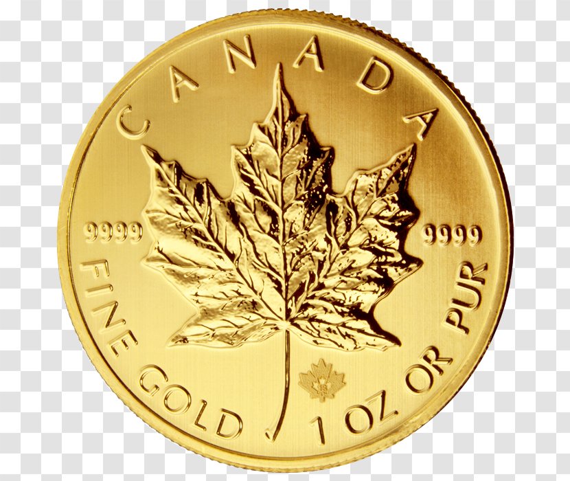 Canadian Gold Maple Leaf Bullion Coin Royal Mint Transparent PNG