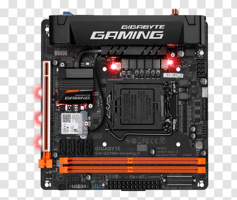 Intel Mini-ITX LGA 1151 Motherboard GIGABYTE Gigabyte GA-Z270N-GAMING 5 - Core I7 - Z270 Motherboards Transparent PNG