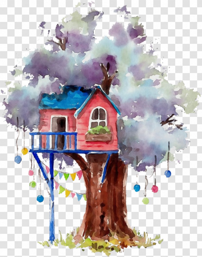 Watercolor Tree - Paint - Plant House Transparent PNG