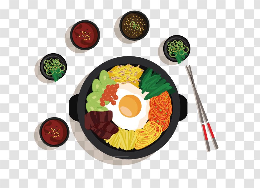 Korean Cuisine Bibimbap Asian Galbi Chinese - A Table Of Food Transparent PNG