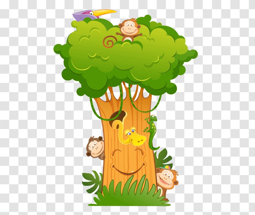 Tree Child Sticker Clip Art - Wall Decal - Jungle KIDS Transparent PNG