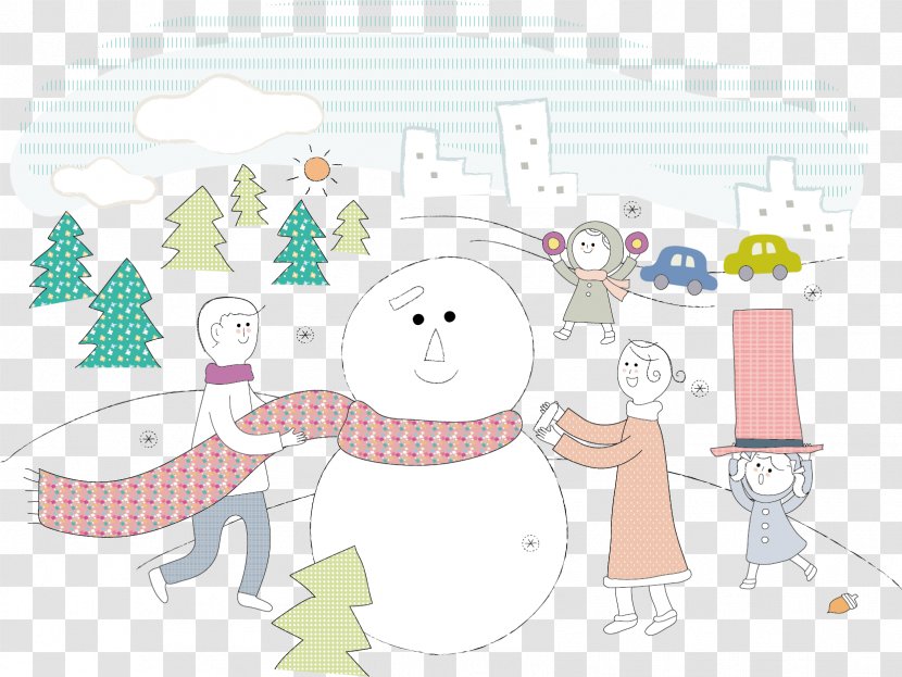 Snowman Winter Illustration - Frame - Snow Warm Material Transparent PNG