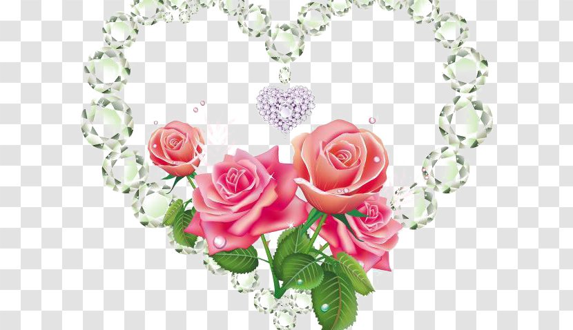 Garden Roses Beach Rose Diamond Flower - Body Jewelry - Heart-shaped Diamonds And Transparent PNG