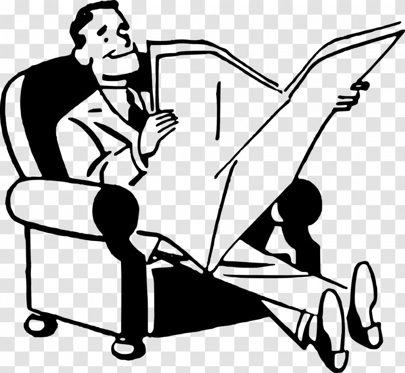 Free Newspaper Clip Art - Monochrome - Reading The Transparent PNG