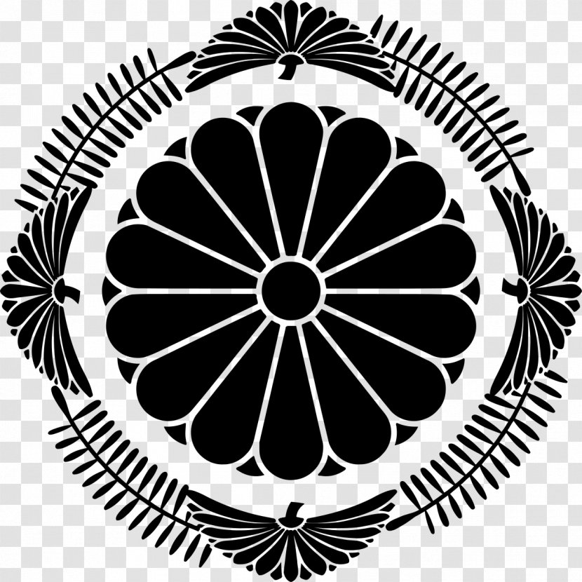 Emperor Of Japan Mon Imperial House Crest - Monochrome Photography - Crop Transparent PNG