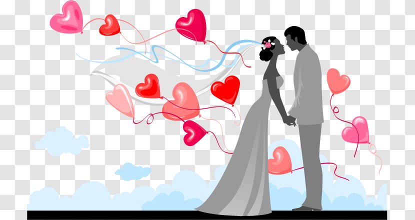 Wedding Invitation Clip Art Bride - Heart - Young Couple Amid Gifts Transparent PNG