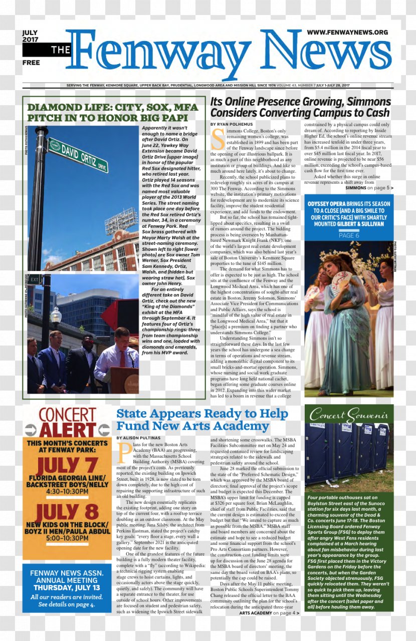 Newspaper Fenway News Back Bay Mission Hill Headline - Guardian - Fenway–Kenmore Transparent PNG