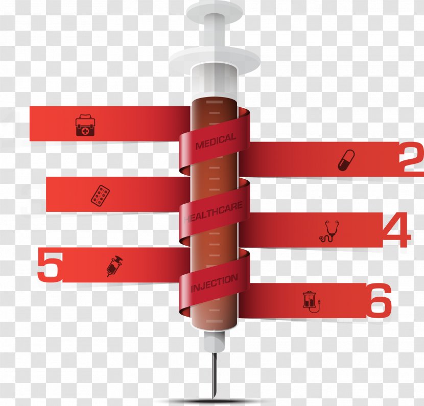 Infographic Syringe Medicine Health Care - Tablet - Red Banner Transparent PNG