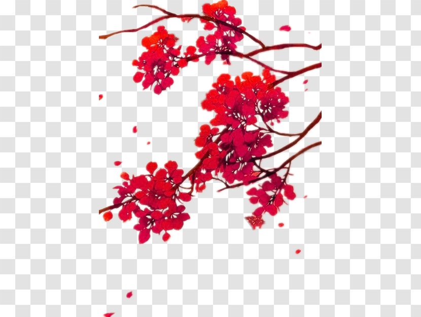 Mid-Autumn Festival - Floral Design - Red Plum Transparent PNG