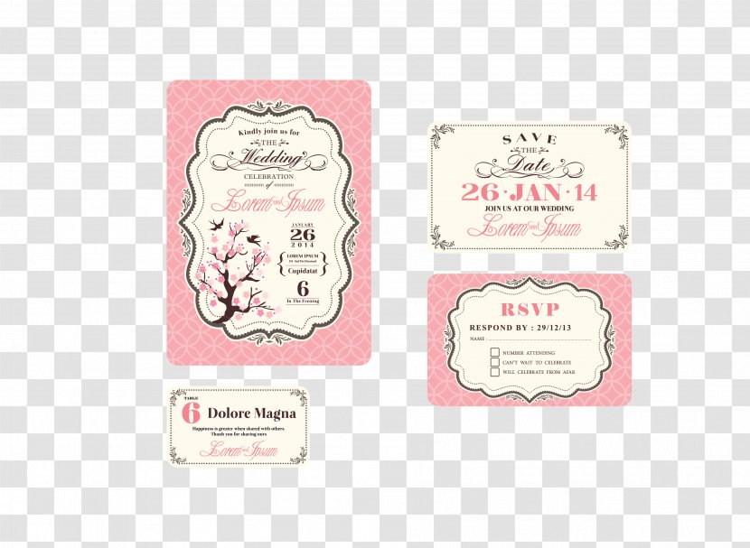 Wedding Invitation Greeting Card Royalty-free - Coreldraw - Vector Pink Transparent PNG