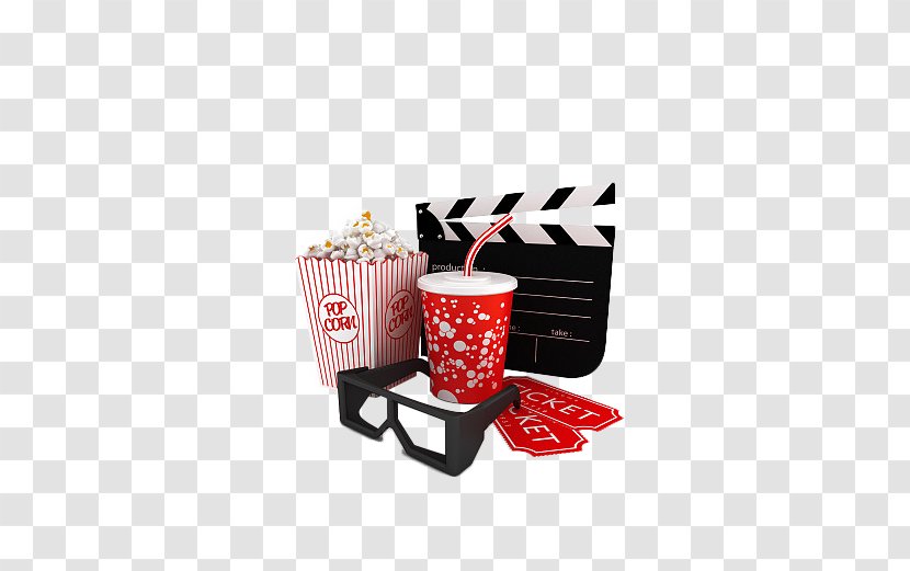 Outdoor Cinema Film Ticket Clapperboard - Cup - This Cartoon Brand Cola Popcorn Transparent PNG
