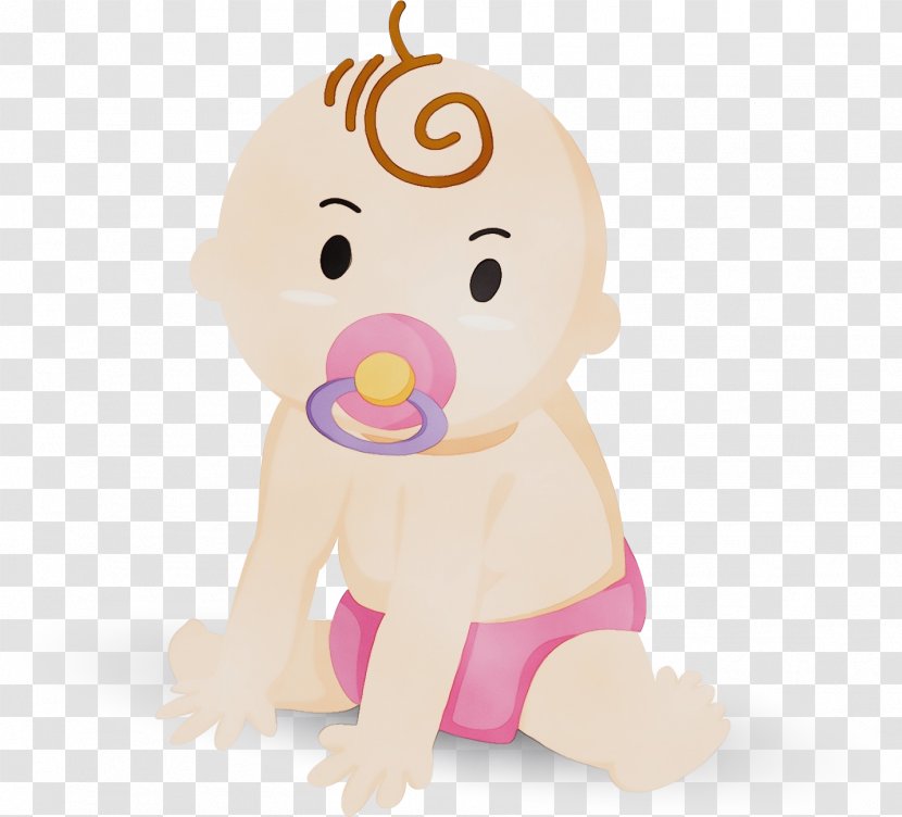 Cartoon Pink Nose Child Toddler - Watercolor - Toy Animal Figure Transparent PNG