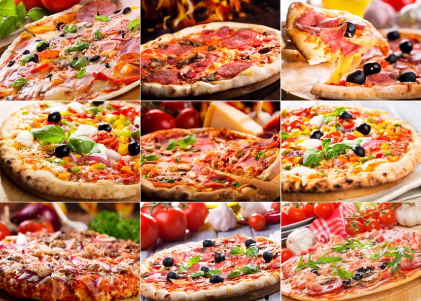 Pizza Italian Cuisine Fast Food Stock Photography Collage - Flatbread - Gourmet Transparent PNG