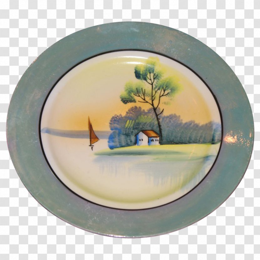 Plate Porcelain - Platter - Hand-painted Mountain Landscape Painting Transparent PNG