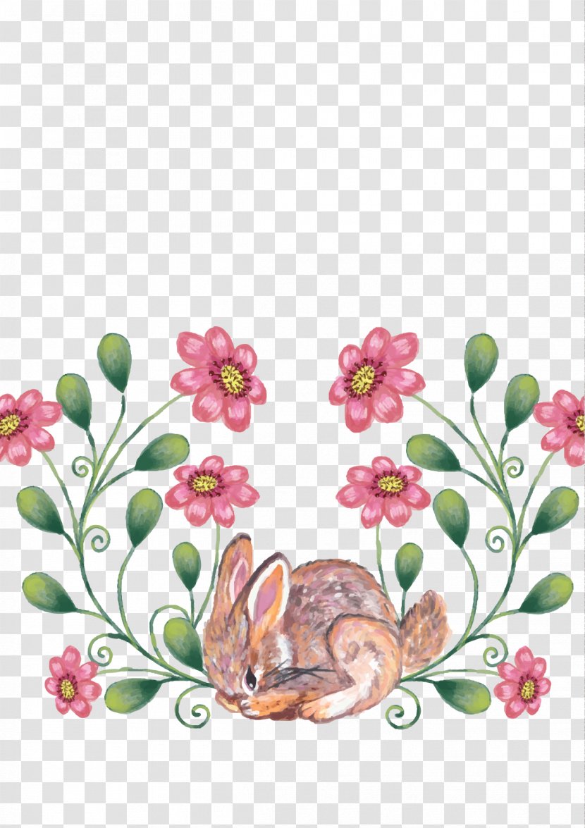 Spring Bunny Floral Design Chocolate - Vector Transparent PNG