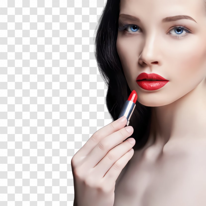 Lip Face Skin Lipstick Red - Chin Nose Transparent PNG
